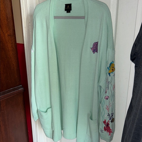 Disney Sweaters - HP🎊Mint Green Women's Open Front Little Mermaid Cardigan Sweater